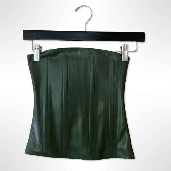 Miaou Libra Latex Corset Top Forest Green zipper boned FWRD Revolve $395 Sz L - Picture 4 of 10
